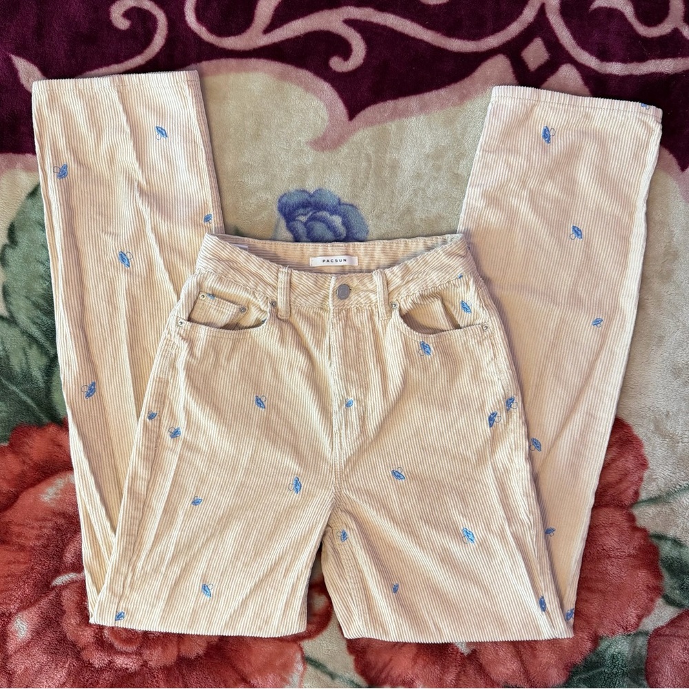 pacsun mushroom embroidered corduroy jeans.